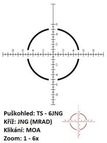Puškohled US Optics TS-6x - 1-6x24 mm, tubus 30 mm, FFP, JNG MIL (MRAD) U.S. Optics