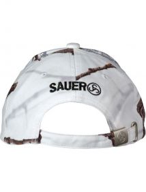 Čepice Sauer - bílá, maskáčová kšiltovka s logem Sauer (Camo-Cap Snow)