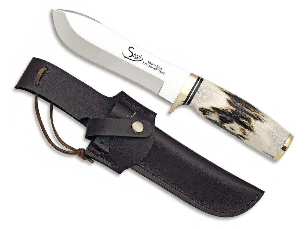 Lovecký nůž Albainox 14 cm, rukojeť pravý paroh Martinez Albainox