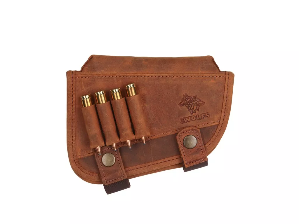 2WOLFS zvýšená lícnice na pažbu z kůže s nosičem nábojů BUFFALO R