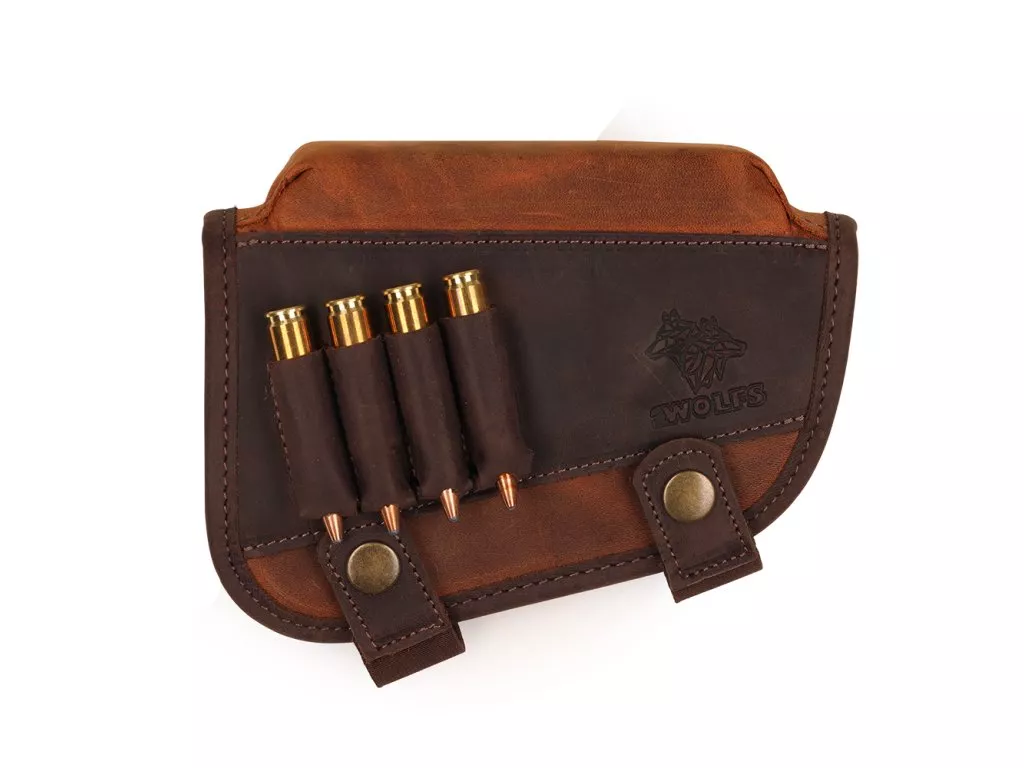 2WOLFS zvýšená lícnice na pažbu z kůže s nosičem nábojů ZEBRA R