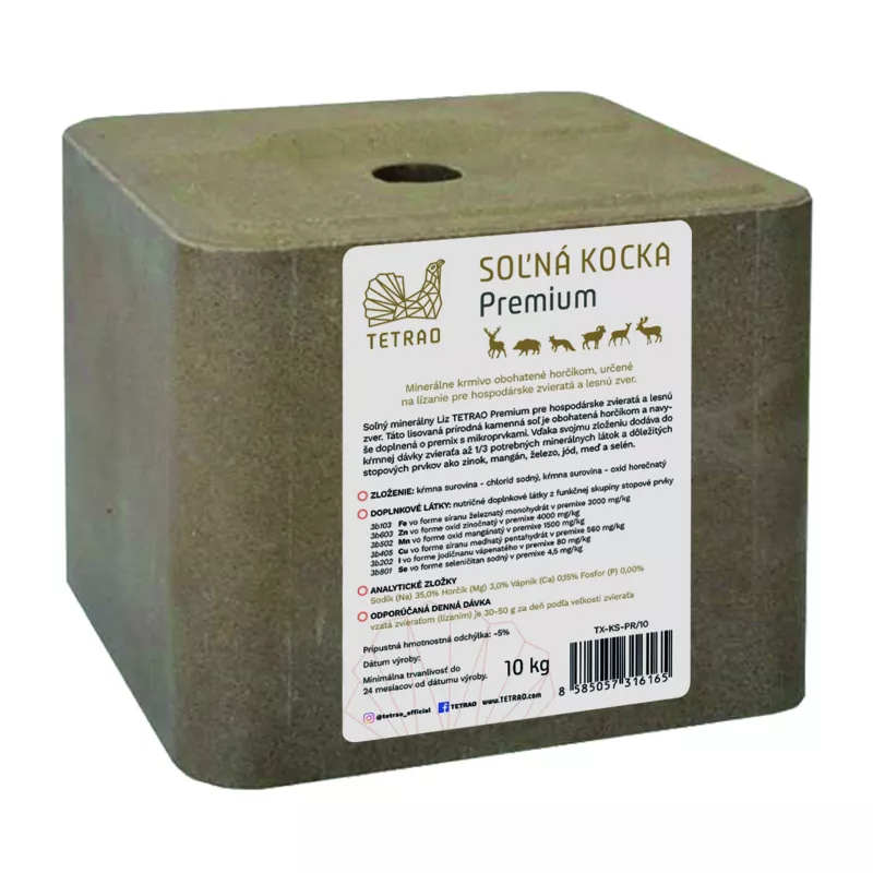 Minerální solná kostka TETRAO 10 kg Premium
