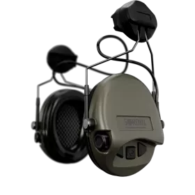 Sordin střelecká sluchátka Supreme MIL AUX - zelené mušle, ARC montáž na helmu, PVC náušníky