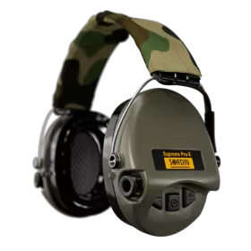Sordin střelecká sluchátka Supreme Pro-X LED - zelené mušle, camo látka, gelové náušníky, LED světlo