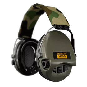 Sordin střelecká sluchátka Supreme Pro-X - zelené mušle, camo látka, PVC náušníky