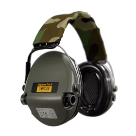 Sordin střelecká sluchátka Supreme Pro-X - zelené mušle, camo látka, PVC náušníky Sordin střelecká sluchátka Supreme Pro-X - zelené mušle, camo látka, PVC náušníky