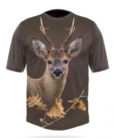 Hillman Myslivecké tričko bavlna DGT 3D Srnec - dub | S, M, L, XL, 2XL